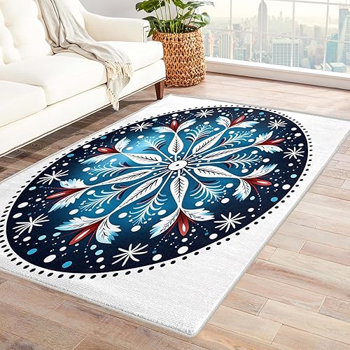 Miniatura 2 de Retro 70s Rug 4x5 Washable with Floral Polka Dot Design, Ultra Thin Soft Area Rugs for Bedroom, Living Room, Retro 70s Room Decor Indoor Carpet, Non