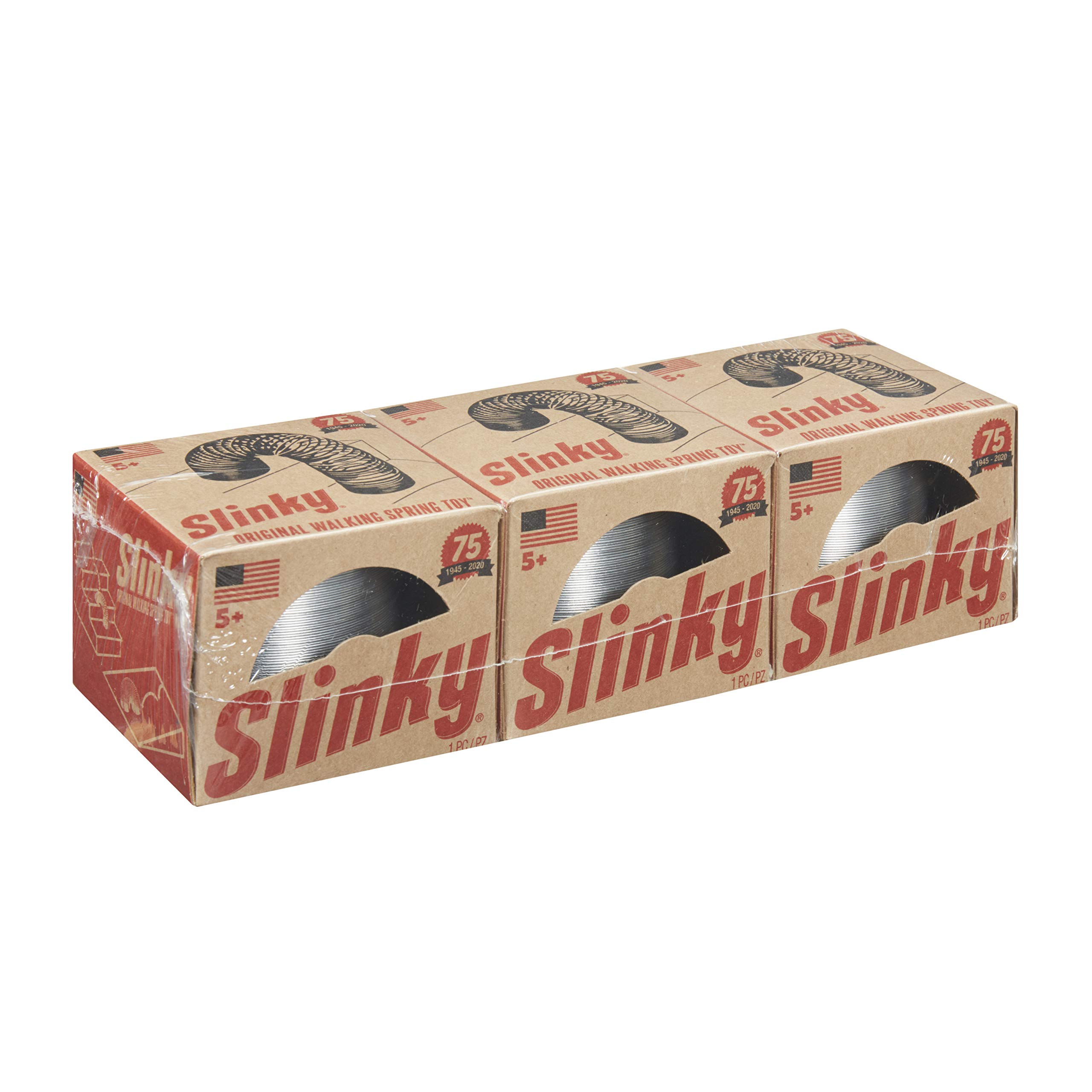 Slinky The Original Brand Retro Metal 3 Pack- 75th Anniversary, Silver