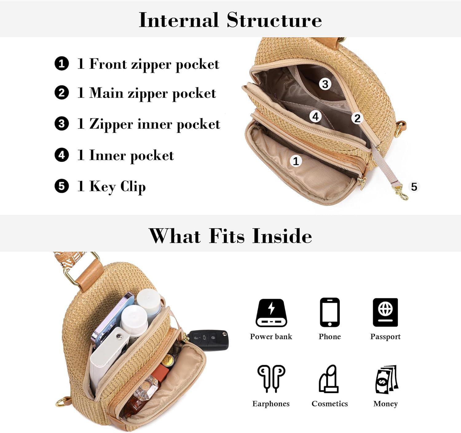 Haytijoe Faux Straw Crossbody Bags for Women RFID Summer Raffia Sling Bag Beach Vacation Travel Purse - Image 4