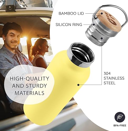 Miniatura 11 de Botella de agua Bambaw aislada al vacío de 750 ml – Azul claro, acero inoxidable, a prueba de fugas, botella para caminar Azul (Ice Blue),Azul