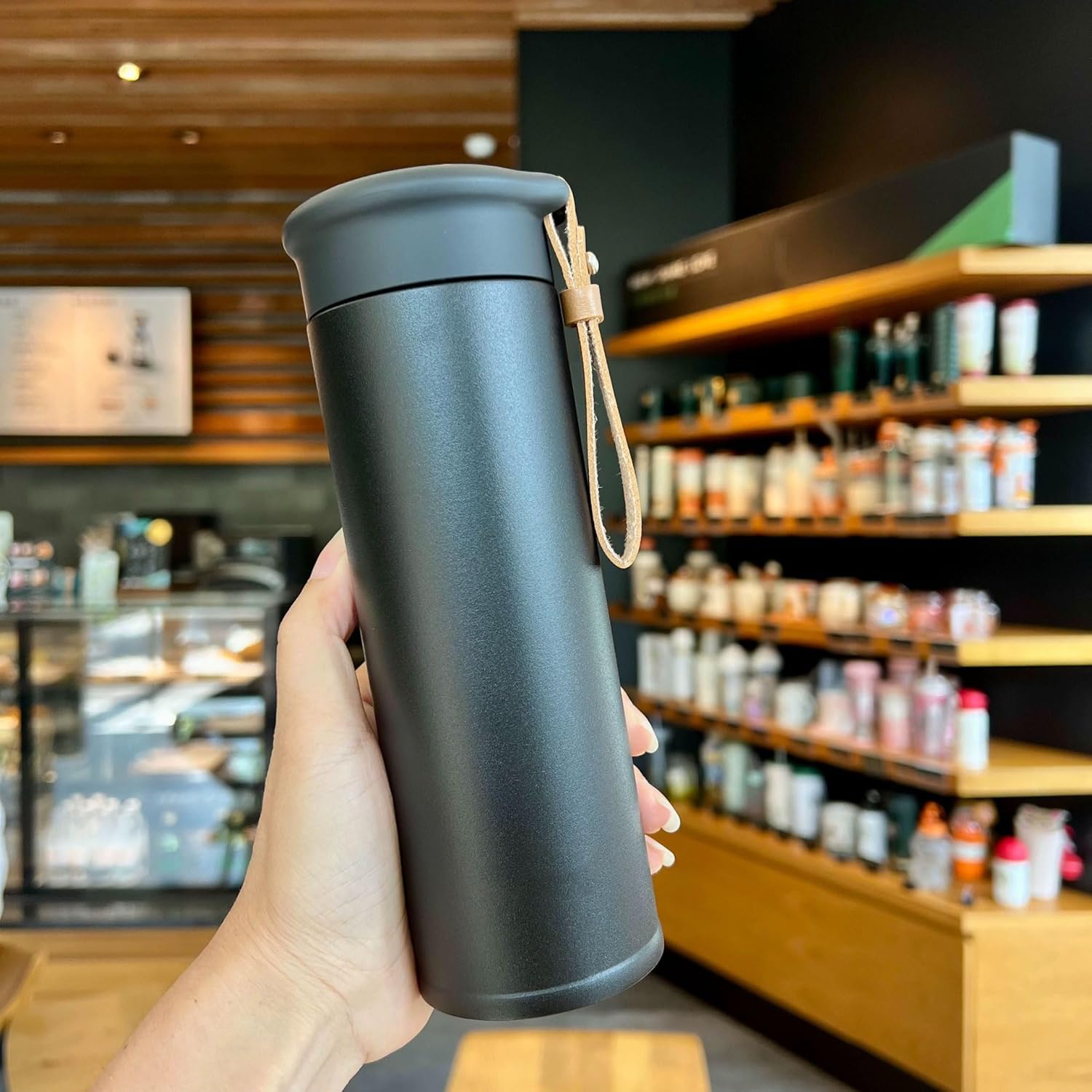 Stainless Steel Water Flask Vacuum Insulated Coffee Travel Mug Handle Thermal Cups For Hot And Cold Drinks Double Wall Tumblers with Lid Rope - Image 7