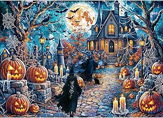Comprar HUADADA Puzzle de 1000 piezas, rompecabezas para adultos, un rompecabezas desafiante, rompecabezas de Halloween para toda la familia, casa nocturna de Halloween