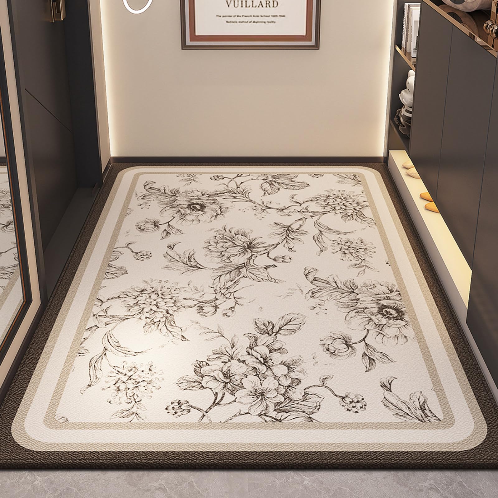 Tapis d'entrée intérieur lavable 80x120 cm paillasson antidérapant gris