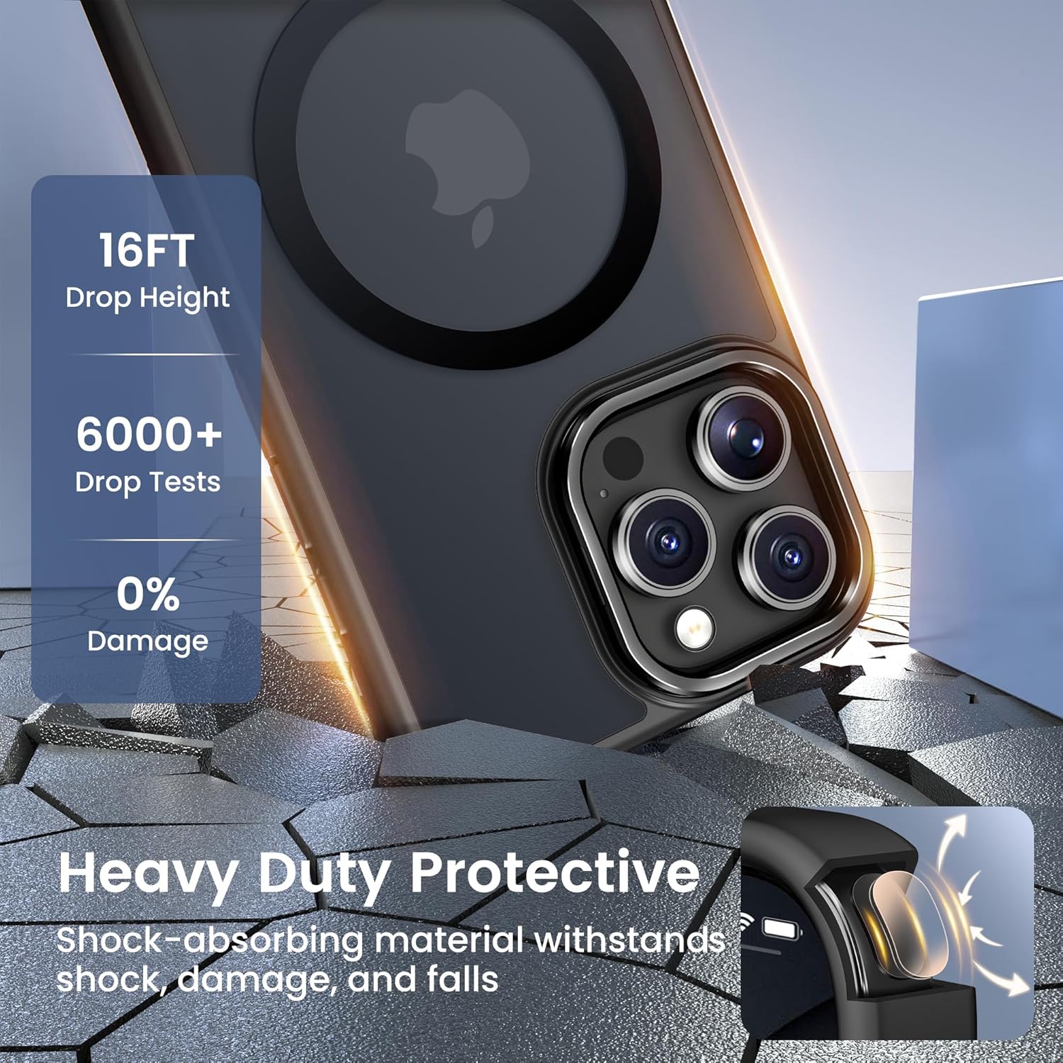 GolbinBox for iPhone 16 Pro Max Case, Compatible with Magsafe, Built-in Invisible Stand, Military-Grade Protection, Anti-Scratch Translucent Matte Hard Back Shockproof Protective Phone Case, Black - Image 7