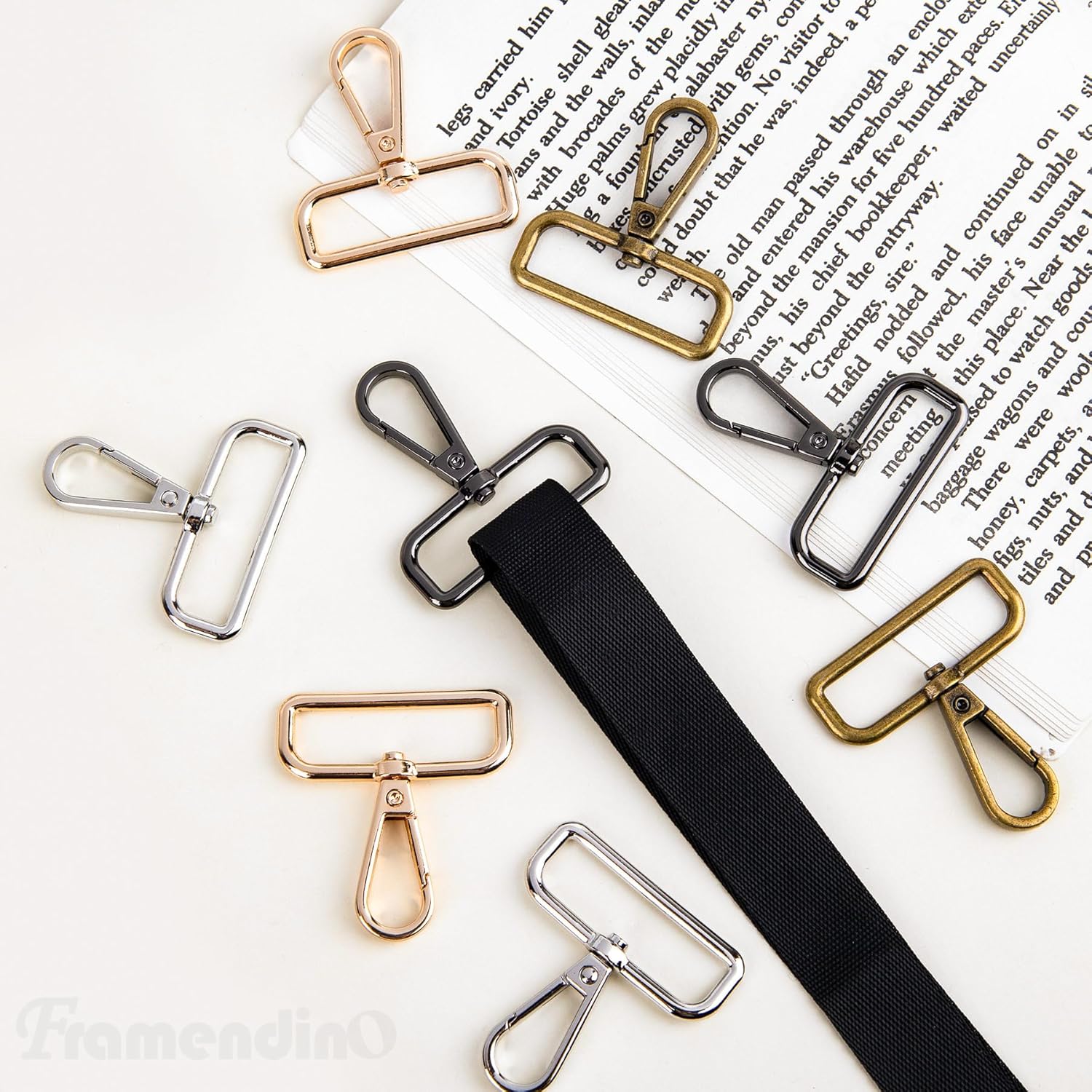 Framendino, 24 Pack Lobster Claw Swivel Clasps Metal D Ring Snap Hooks Trigger Lanyard Clasp Clips Hook for Keychain Jewelry DIY Crafts Purse Bag Making 1.5 Inch - Image 4