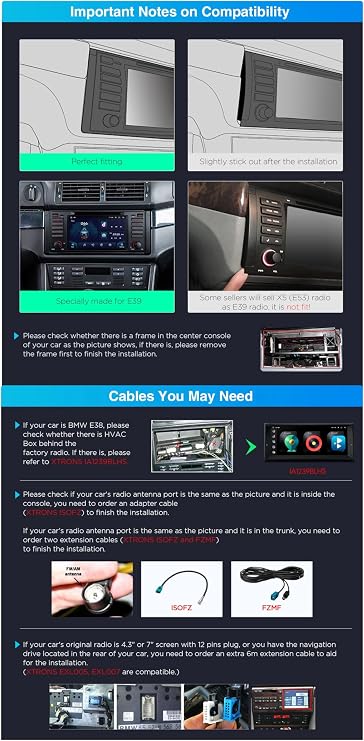 XTRONS 7 Inch Android 14 Car Stereo for BMW E39 M5 1999-2003 E39 1995-2003, Touch Screen 4+64GB Car Bluetooth Head Unit Global 4G LTE Car Radio GPS Navigation Support Wireless Car Play Android Auto