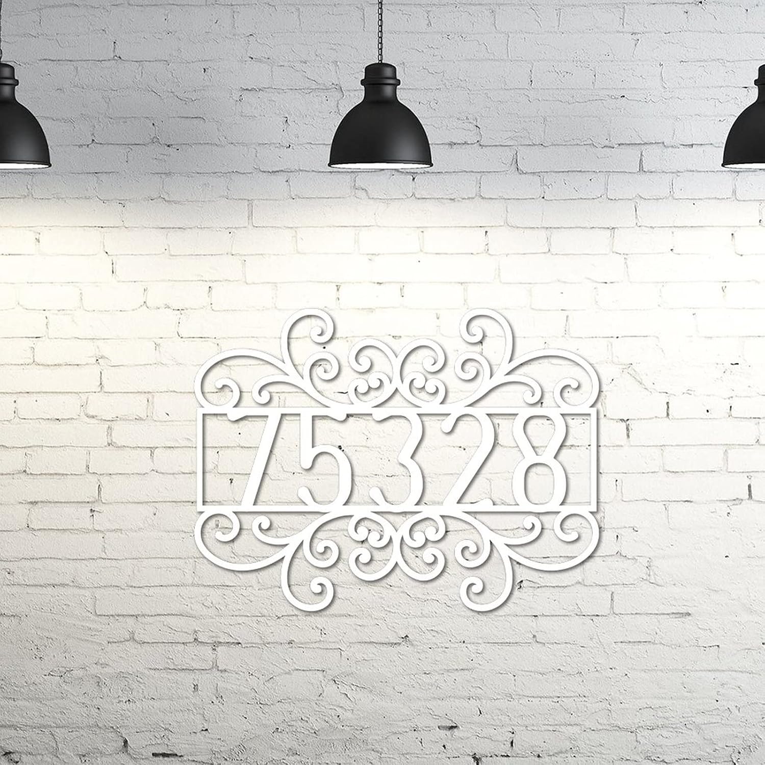 Monogrammed Address Sign Door Metal Hanger Wall Art, Personalized Scroll House Numbers Metal Sign Personalized Metal Name Signs, Housewarming Gift For Outdoor Mothers Days Gifts 24in