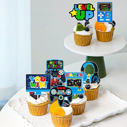 Miniatura 9 de Juego de 36 piezas de decoración de cupcakes para videojuegos, juego de fiesta, juego en controladores, para decoración de fiesta de cumpleaños,