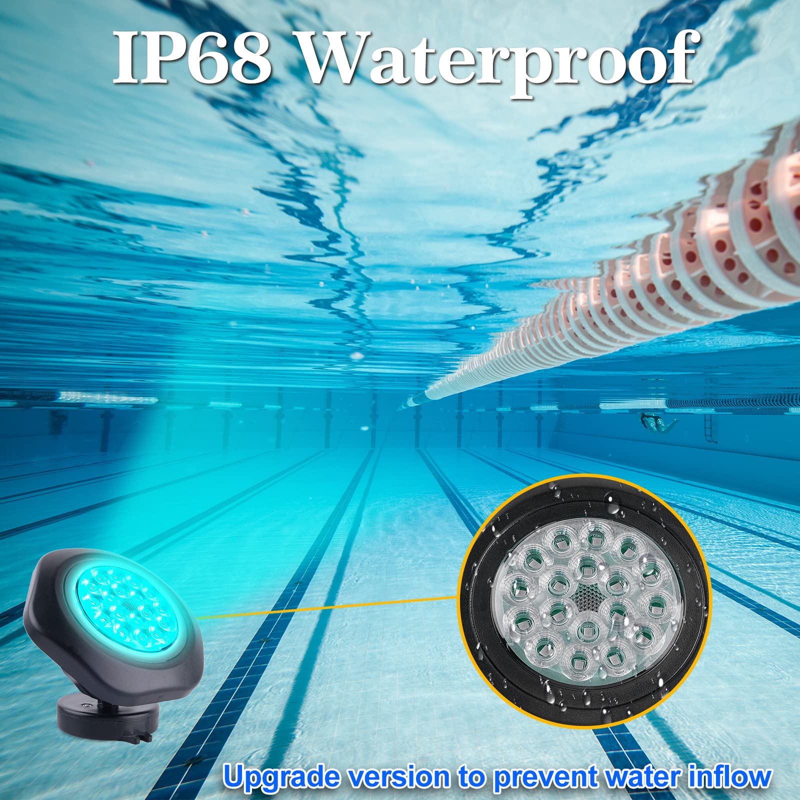 T-SUN Solar Pond Lights, IP68 Waterproof RGB LED Submersible Lights, 3-in-1