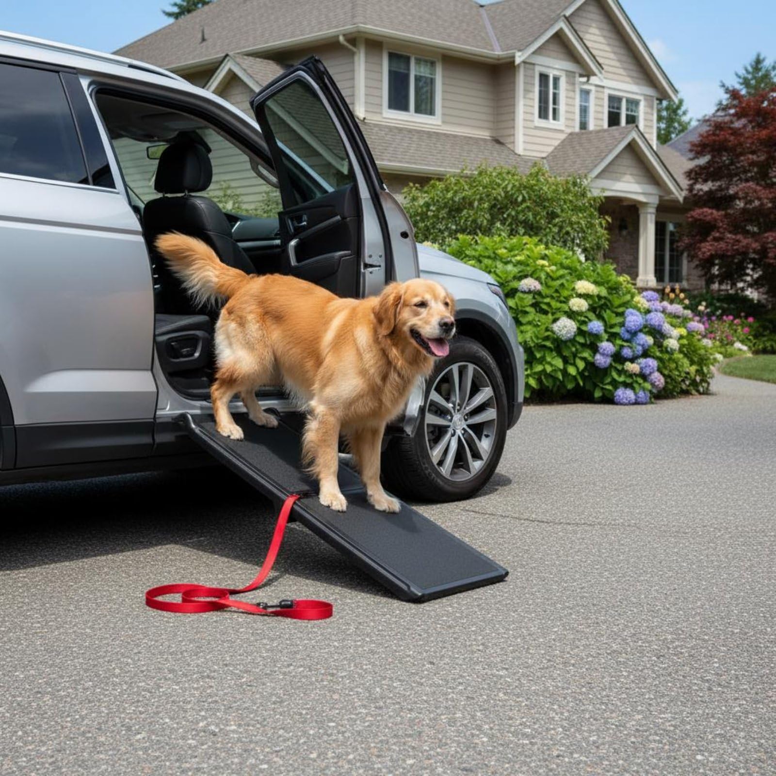 Rampa Plegable para Perros Rampa de Vehículo Acceso Material de Polipropileno con Tracción Antideslizante y Diseño Plegable Adecuada para, Style to 2