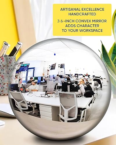 Miniatura 3 de Skywin Espejo convexo para decoración de cubículo de bola de adivinación (plateado), espejo de escritorio para ver detrás de ti, accesorios