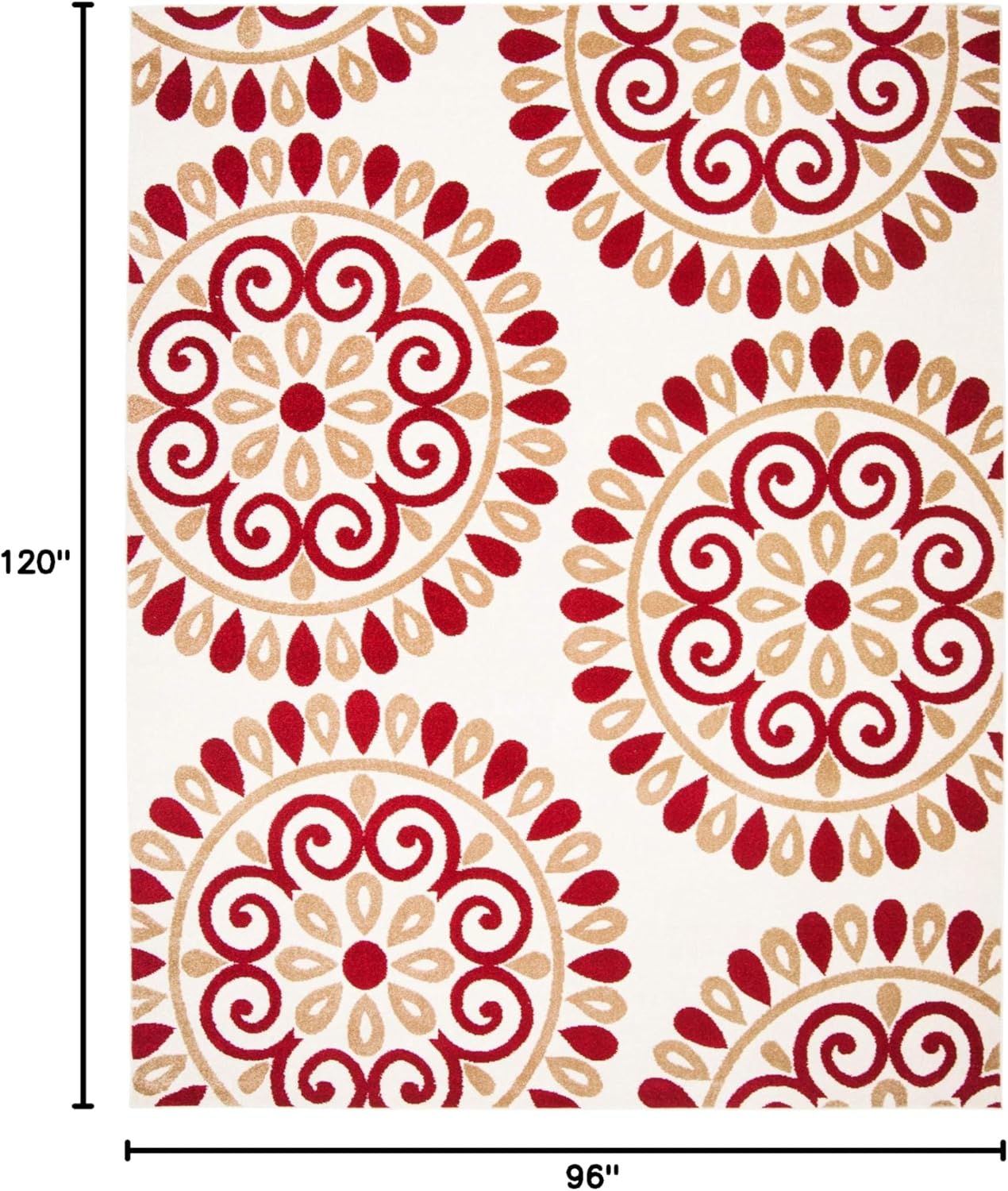 Handmade Cranberry and Cream Synthetic 8' x 10' Rug