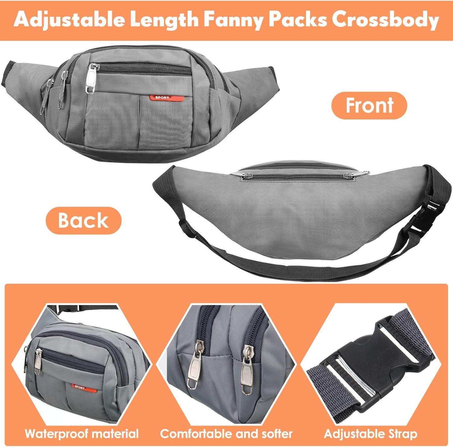 Silkfly 24 Pcs Adults Fanny Pack 14inch Plus Size Crossbody Waist Bags Bulk Waterproof Waist Bags with Adjustable Belt Fanny Pack for Women Men Sport Traveling Running Outdoor, 24 Colors