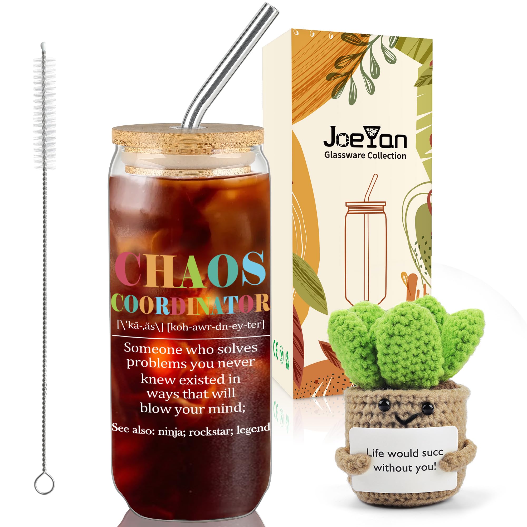 Gobelet avec paille 600ml et cactus pour maman active et Chaos Coordinator