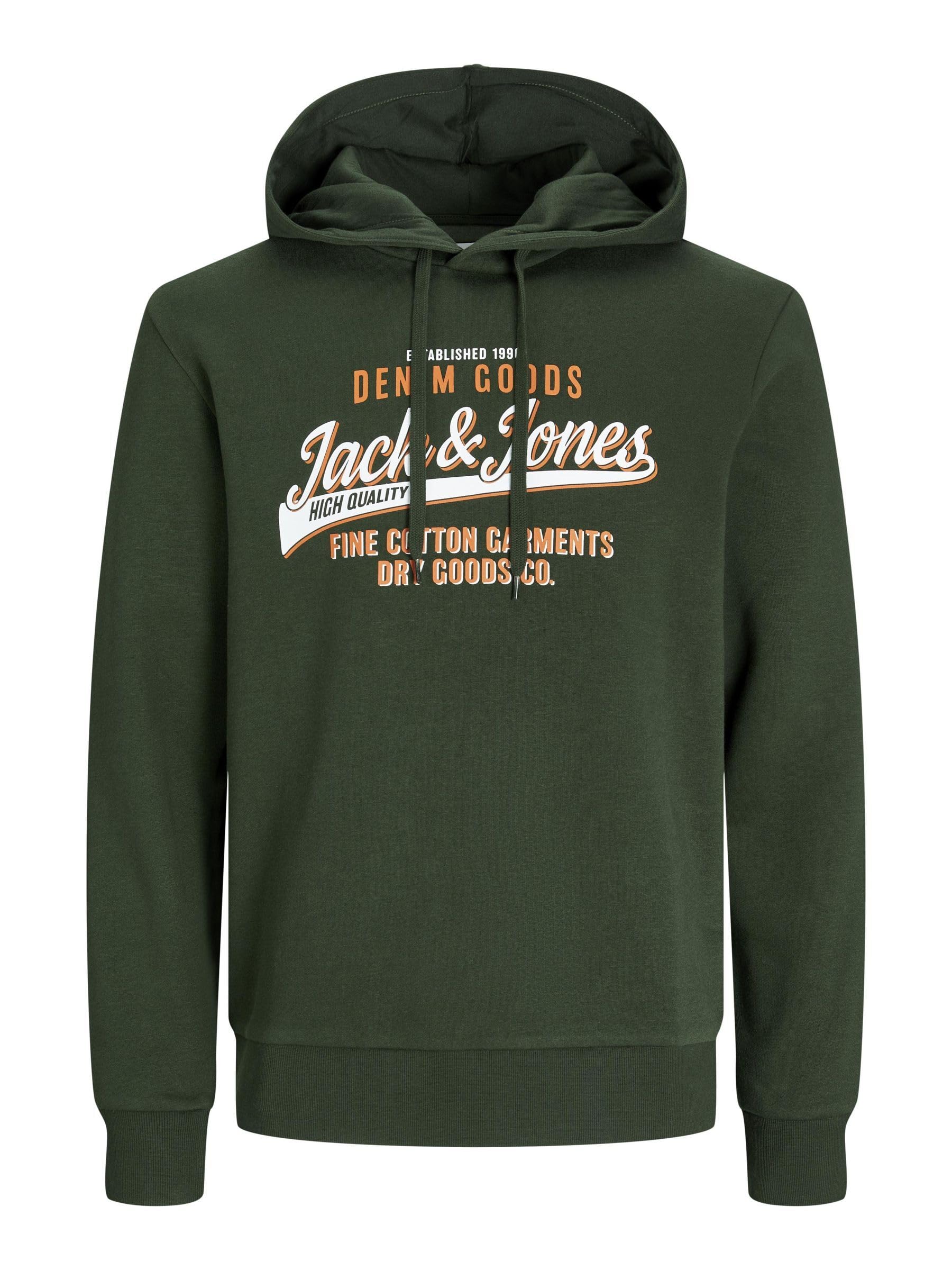 JACK&JONES PLUS Men's Jjelogo Sweat Hood 2 Col 24/25 Noos Pls Sweatshirt, Kombu Green, XL