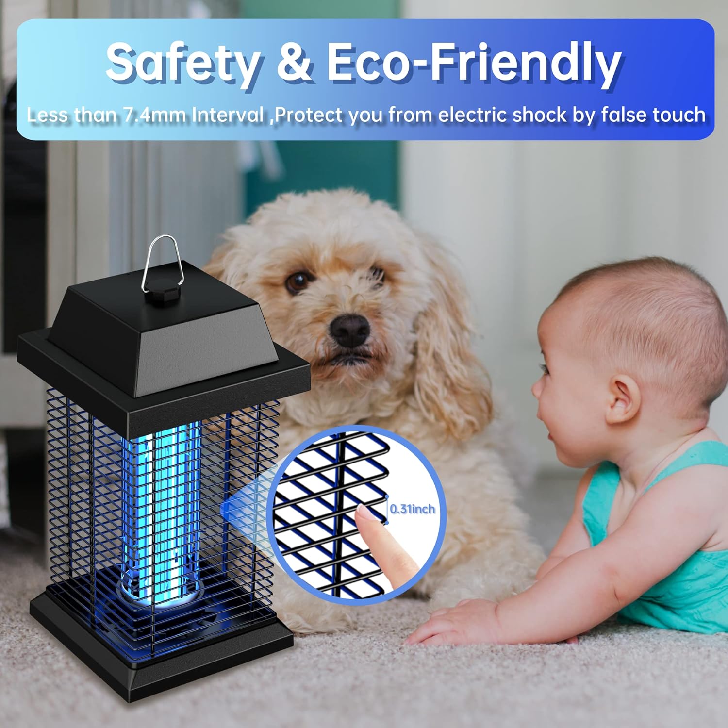 Electric Mosquito Zappers Killer, Waterproof Insect Fly Trap,Electronic Light Bulb Lamp for Outdoor and Indoor,Outdoor Bug Zapper (Metal+Plastic)