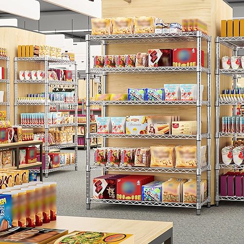 Miniatura 7 de MZG - Estantería de almacenamiento de acero de 4080 libras, 6 niveles, organizador de acero, estante de alambre para el hogar, cocina, oficina,