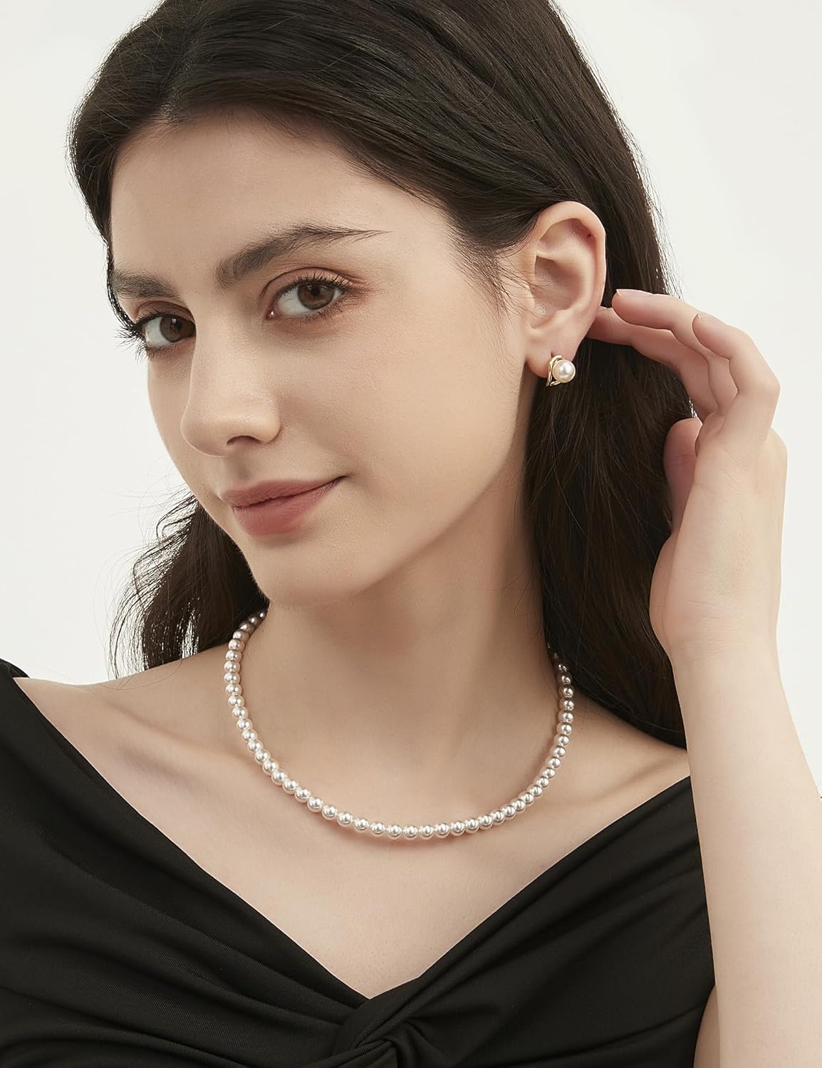 Mameloly Pearl Drop Earrings 925 Sterling Silver CZ 10MM Simulated Pearl Earrings for Women Dangle Trendy Jewelry for Women Hypoallergenic - Image 5