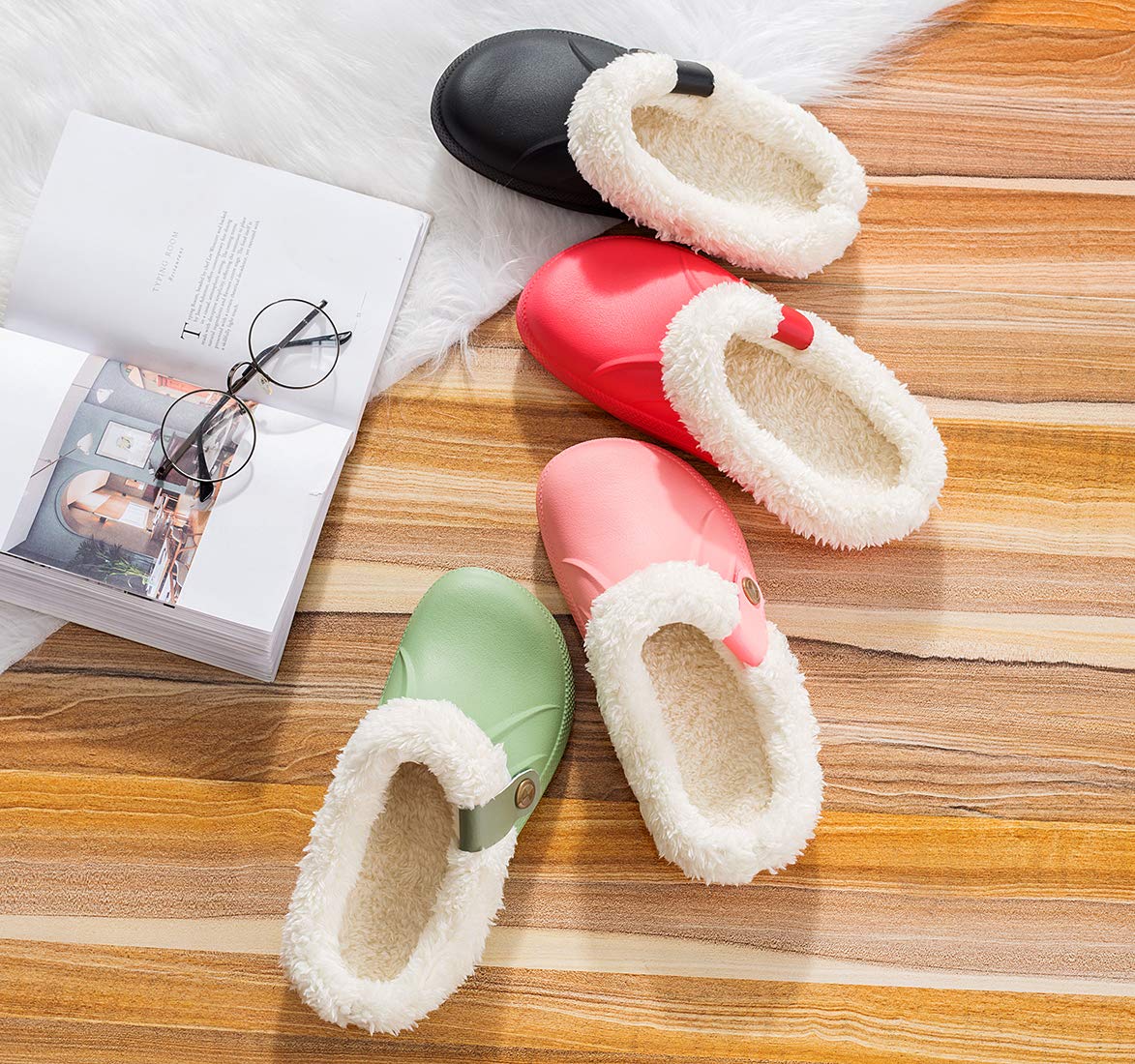 CELANDA Pantofole Invernali Donna Uomo Zoccoli e Sabot Unisex Ciabatte da casa Impermeabile Antiscivolo Scarpe da Giardino All'aperto/Interno,GR.35-47