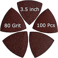 Vista 4 de XXGO 100 piezas de 80 granos de 3-1/2 pulgadas 3.543 in triangular gancho y bucle multiherramienta papel de lija para lijado de madera, ajuste