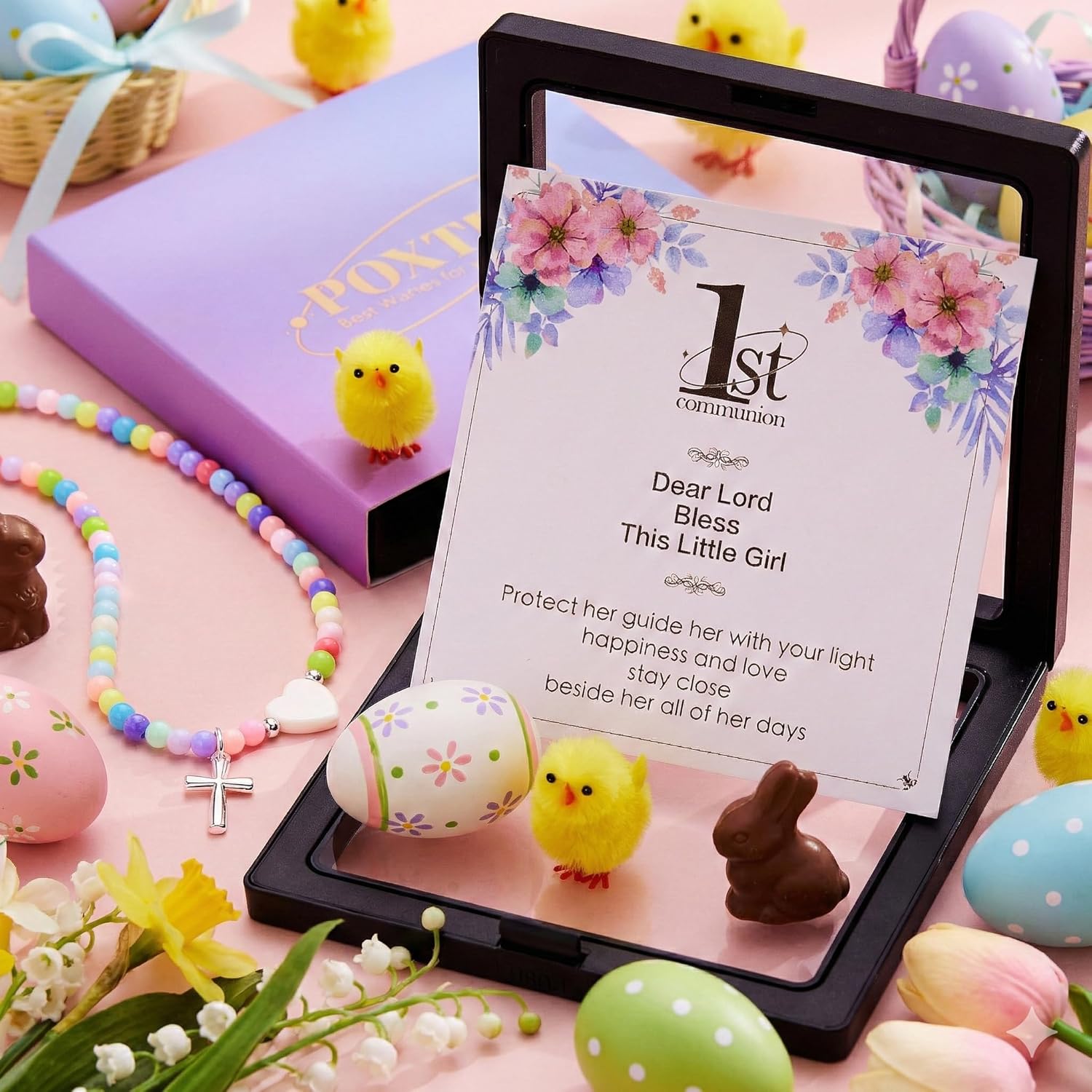 Easter Basket Stuffer Cross Necklace for Girls, Happy 8th-18th Birthday Necklace Gifts for Teen Girls Heart Cross Necklace Christian Jewelry First Communion Baptism Confirmation Gifts - Image 5