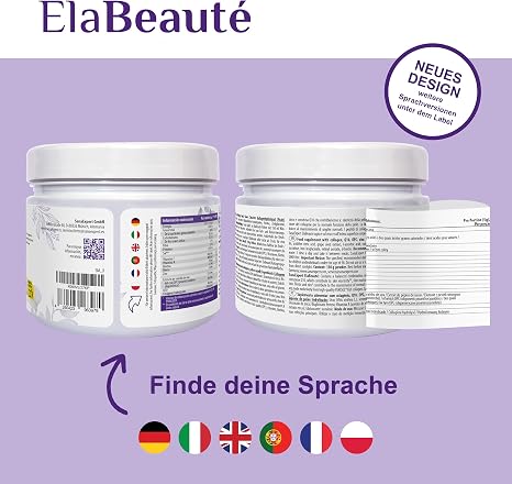 SanaExpert® ElaBeauté Collagen Powder (Fish Collagen Hydrolysate) - With Vitamin C Biotin Zinc Q10 - Beauty Drink for Skin Hair & Nails - Cherry Flavour 150g