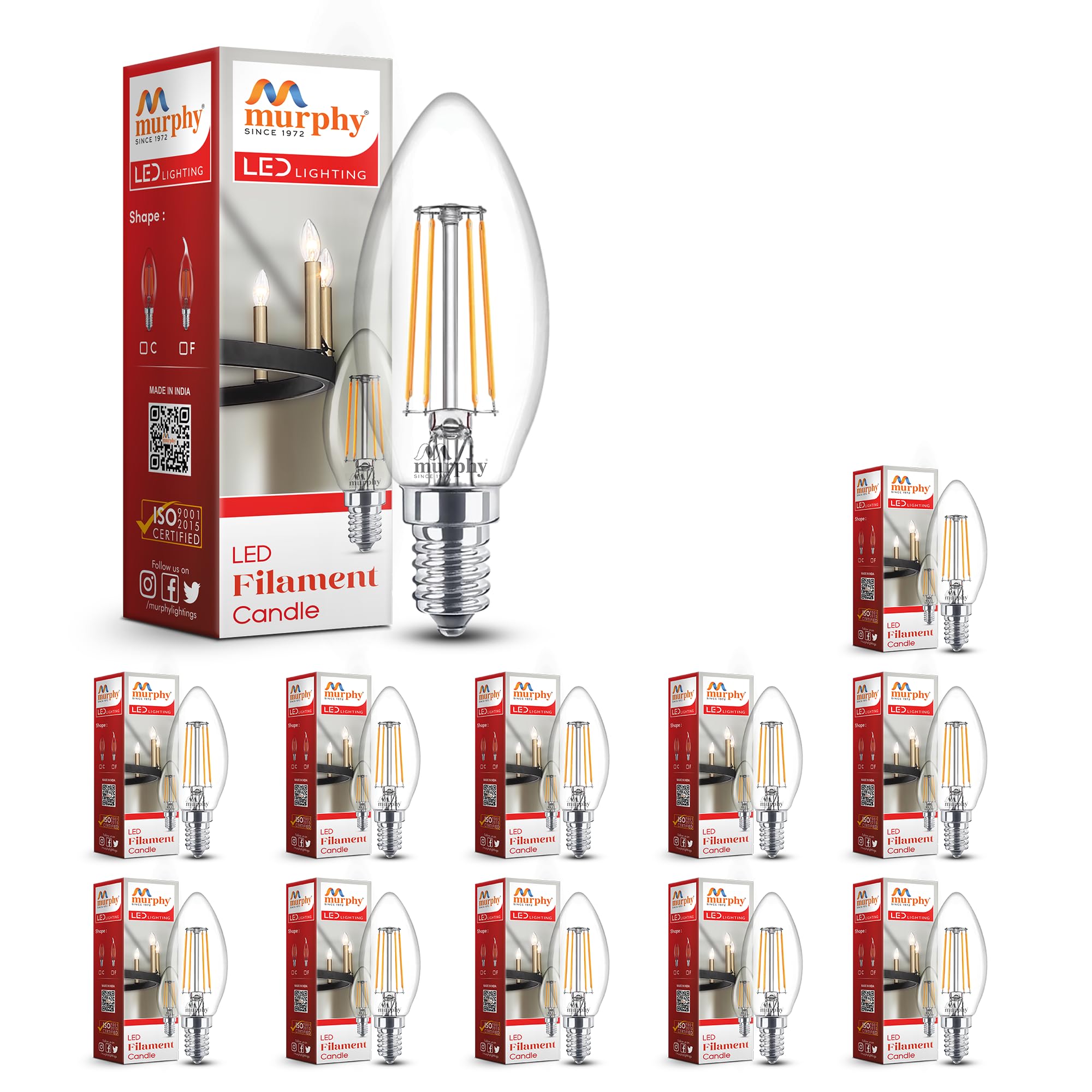 Vintage LED Candle Bulbs - Edison Filament Style -11 Vintage LED Candle Bulbs - Edison Filament Style -11