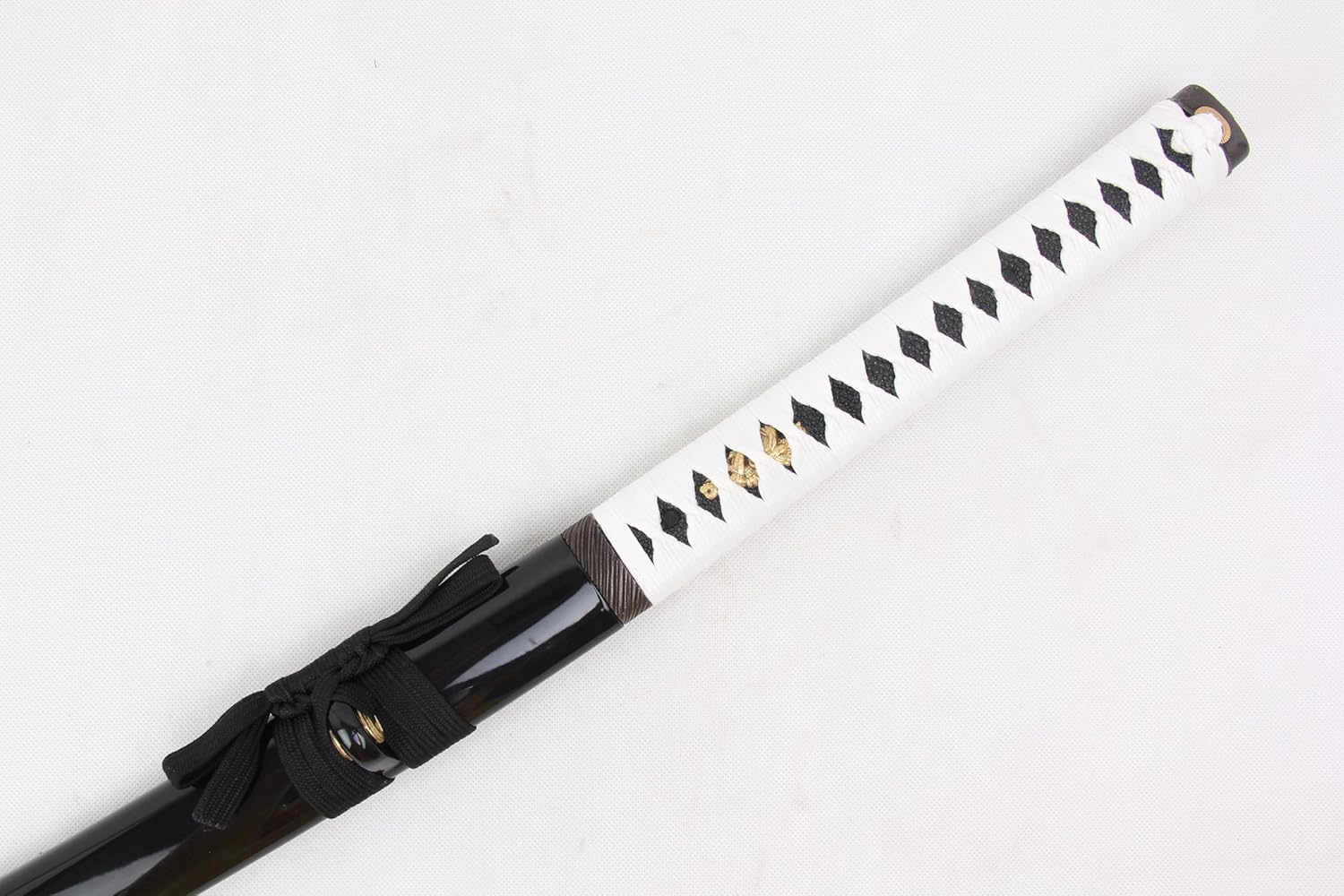 Full Functional Traditional Samurai Katana Sword, 1045 Carbon Steel, Hand Forged, Full Tang, Sharp,Painted Tsuba, Black Scabbard with Kozuka