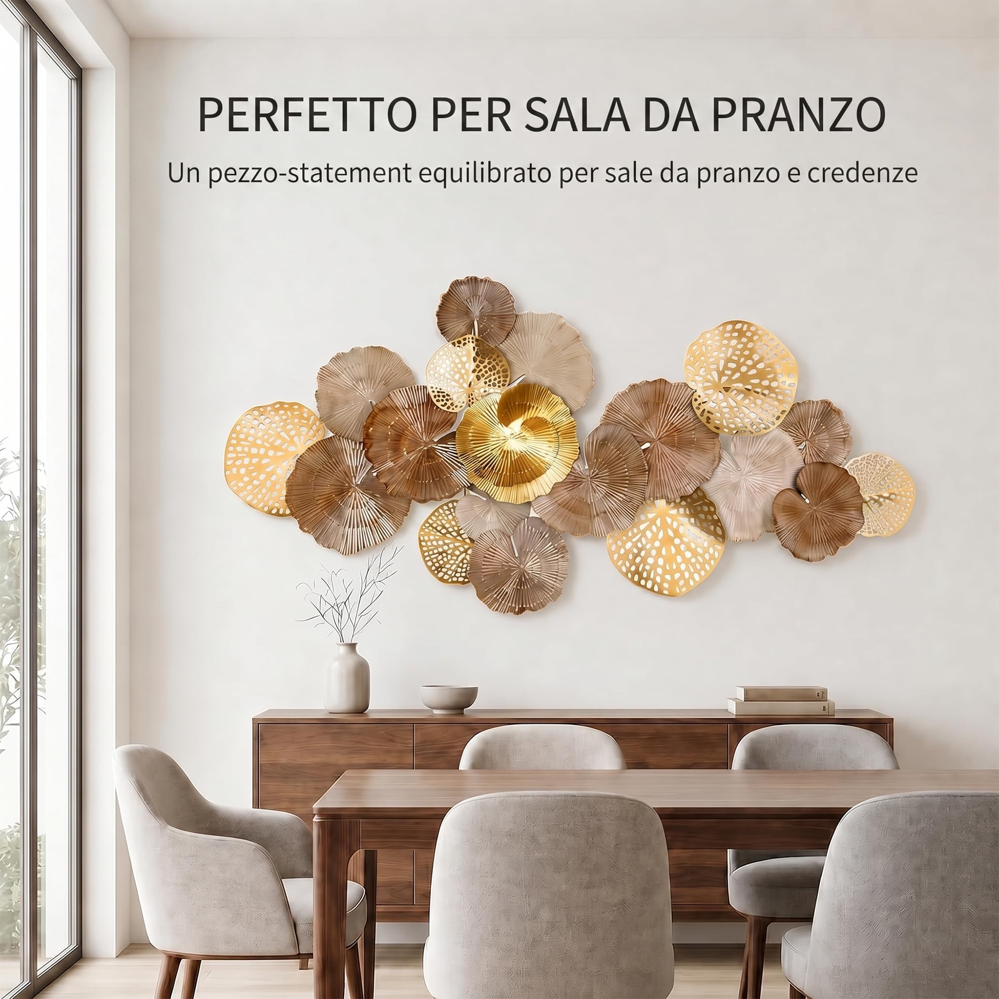 Blissio Grande Decorazioni Parete, Design di Foglie di Loto 3D Decorazioni di Metallo Parete, Decorazioni Parete Metallo, Perfetto Decorazioni Casa, per Soggiorno, Camera da Letto