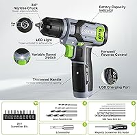 Vista 4 de WORKPRO Taladro inalámbrico de iones de litio y caja de herramientas, juego de taladro eléctrico de 8 V 2.0 Ah con kit de herramientas manuales