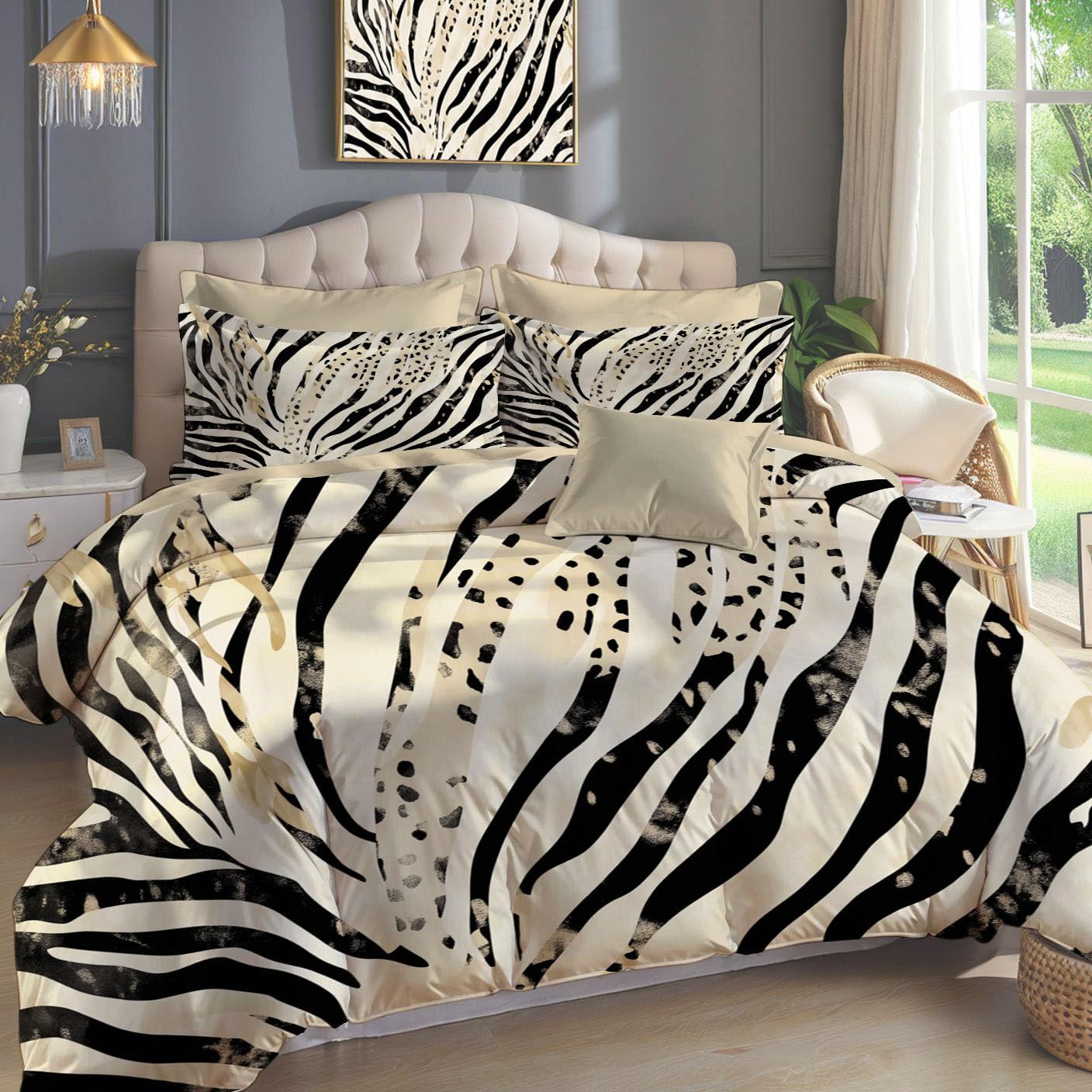 Housse de couette 220x240 cm avec fermeture éclair pratique motif animal