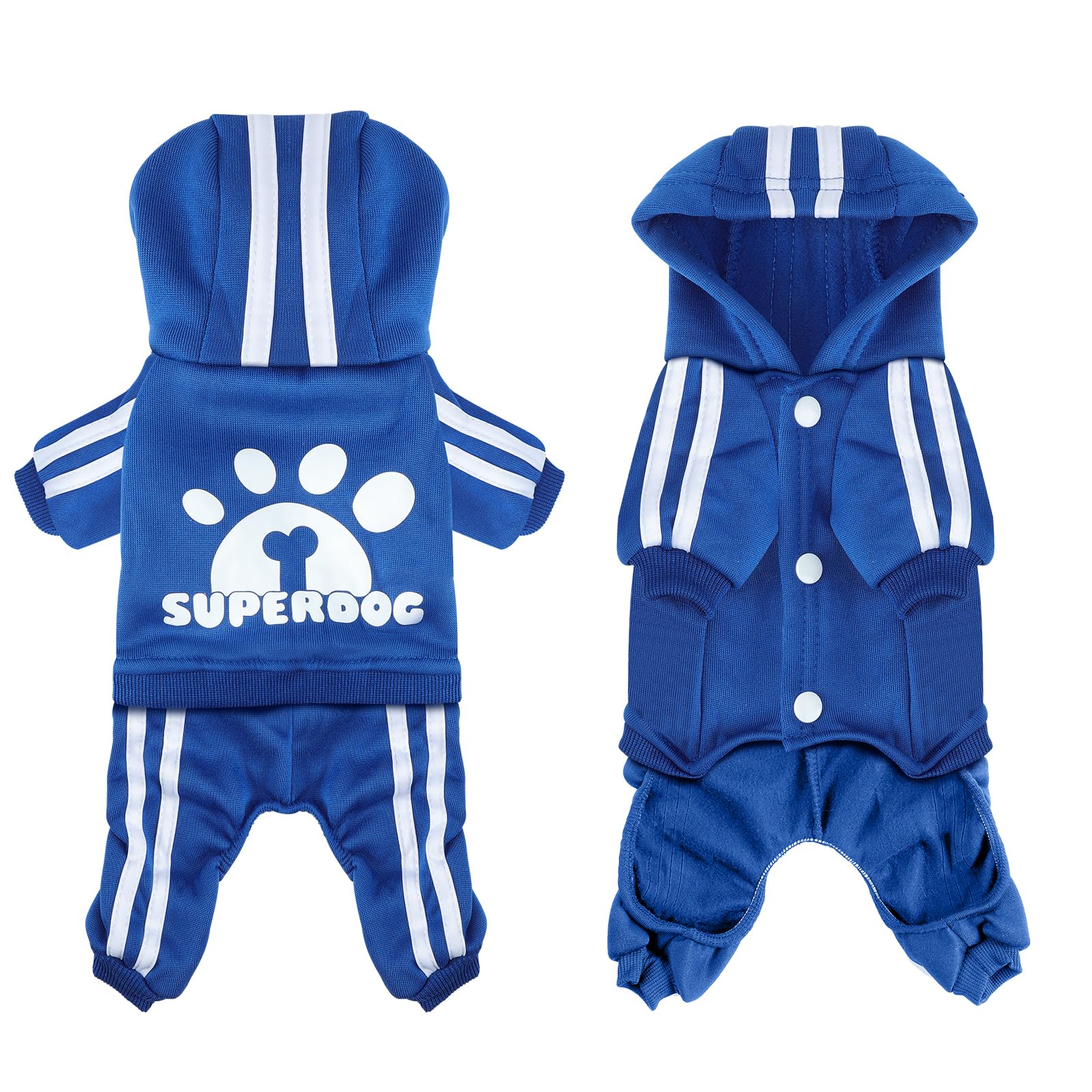 LONTEPET Dog Hoodie 4 Legs Jumpsuit for Small Dogs Puppy Clothes Dog Pullover Sweatshirt Cotton Doggie Winter Coat Cat Apparel(X-Small,Blue)
