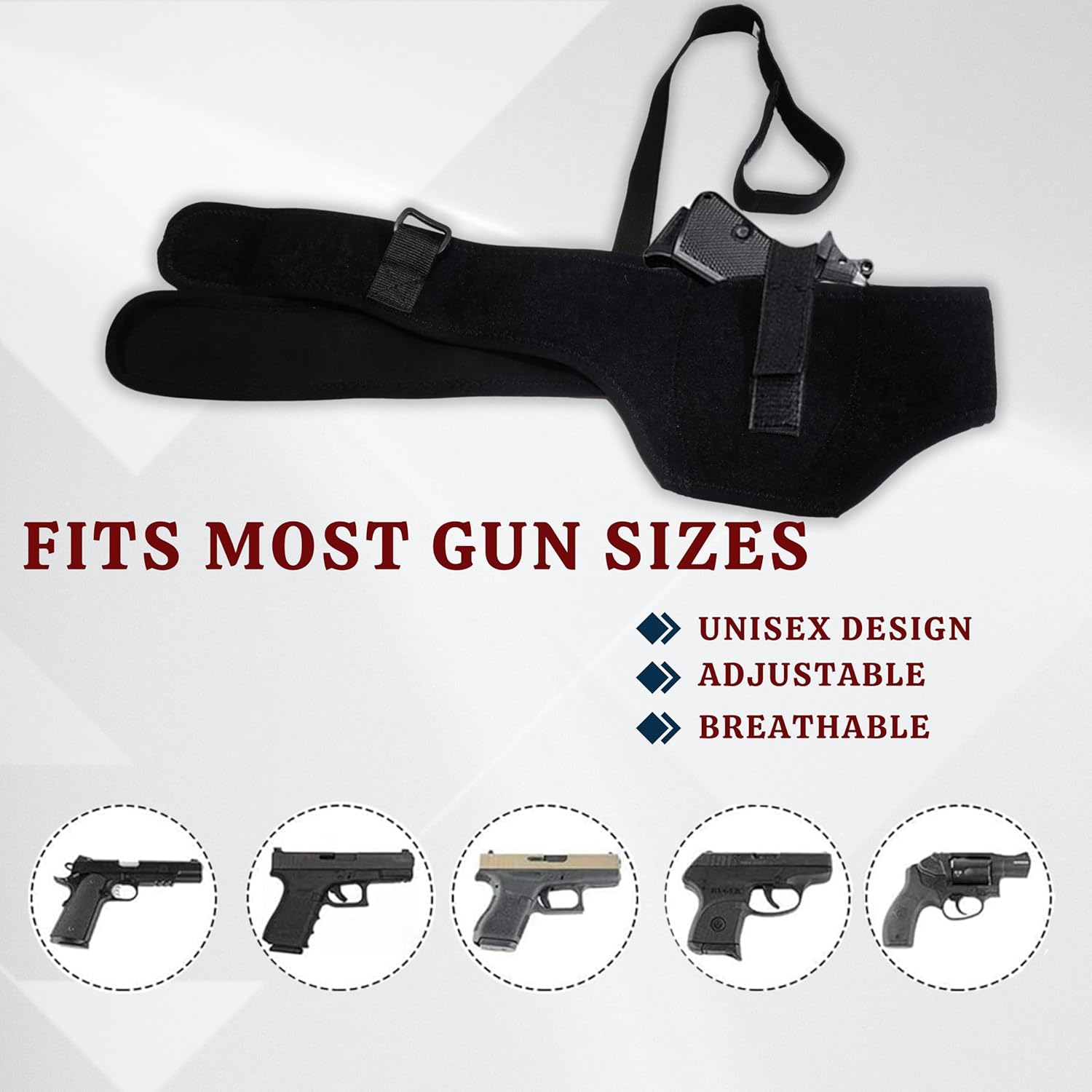 Hulara Quick Draw Shoulder Holster Belly Band Gun Holster, Men's/Women's Underarm Holster Adjustable Chest Gun Holster for Men & Women – Fits Glock, Sig Sauer, S&W, Ruger, & More - Image 6