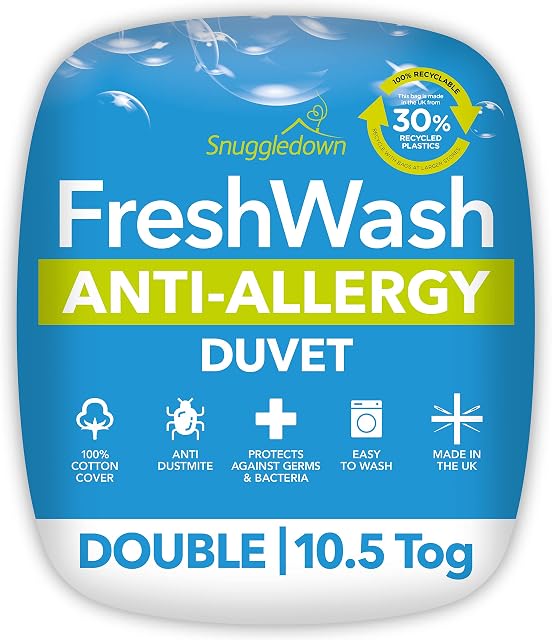 Snuggledown Freshwash Anti Allergy Double Duvet 10.5 Tog All Year Round Duvet Double Bed