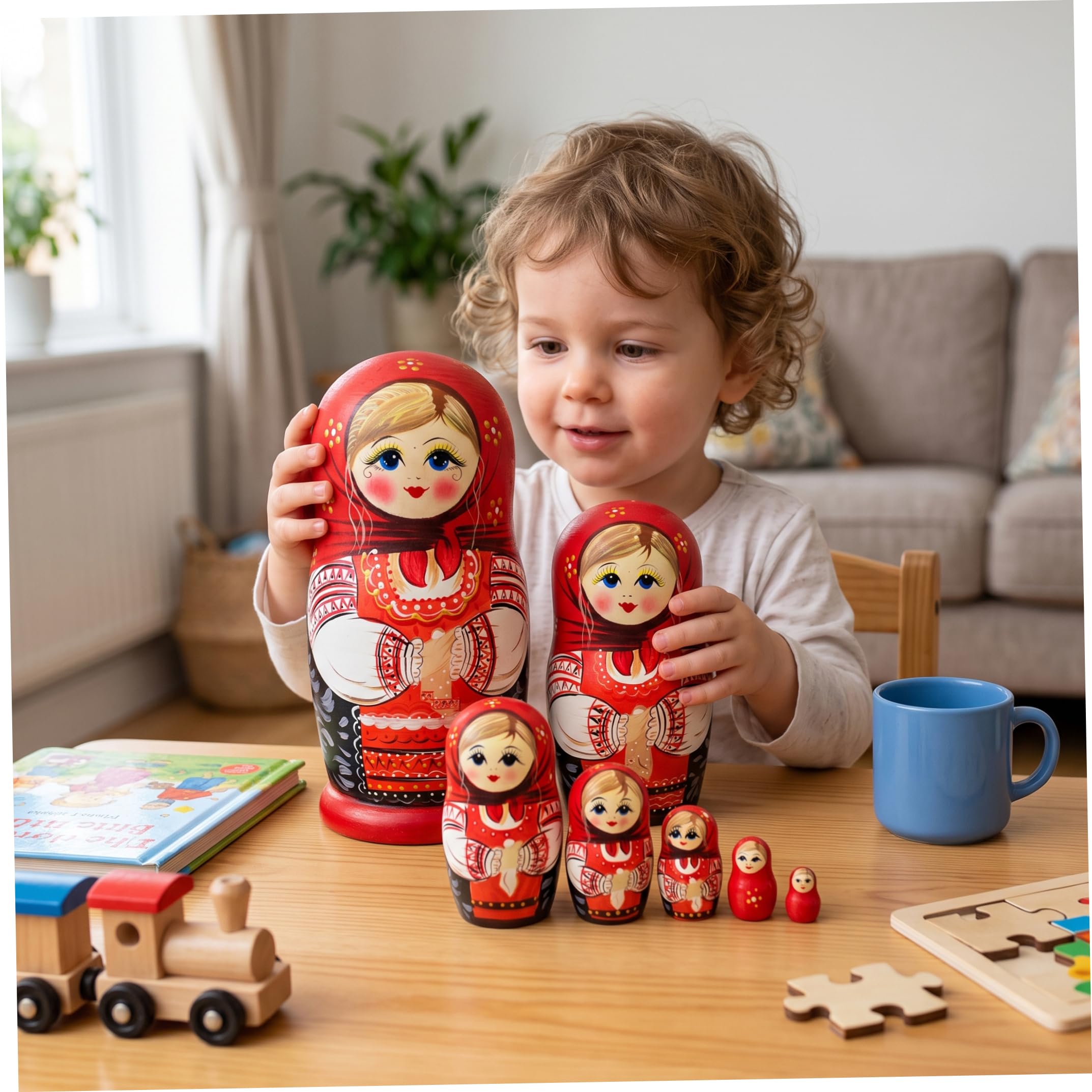 Poupées gigognes| Poupées gigognes Russes à 10 Couches Poupée Matryoshka Peinte à la Main |.Mouchoir Girl Design, 8, 27 Pouces de Haut
