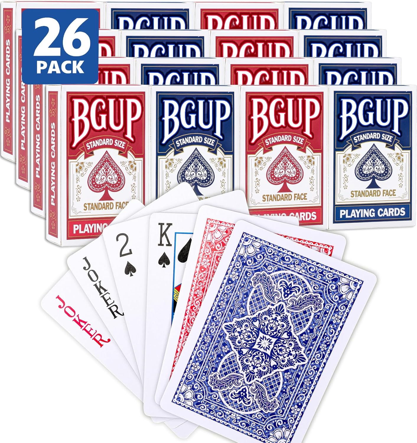BGUP Naipes de Póker 26 Mazos Tamaño Estándar Rojo/Azul miniatura 1
