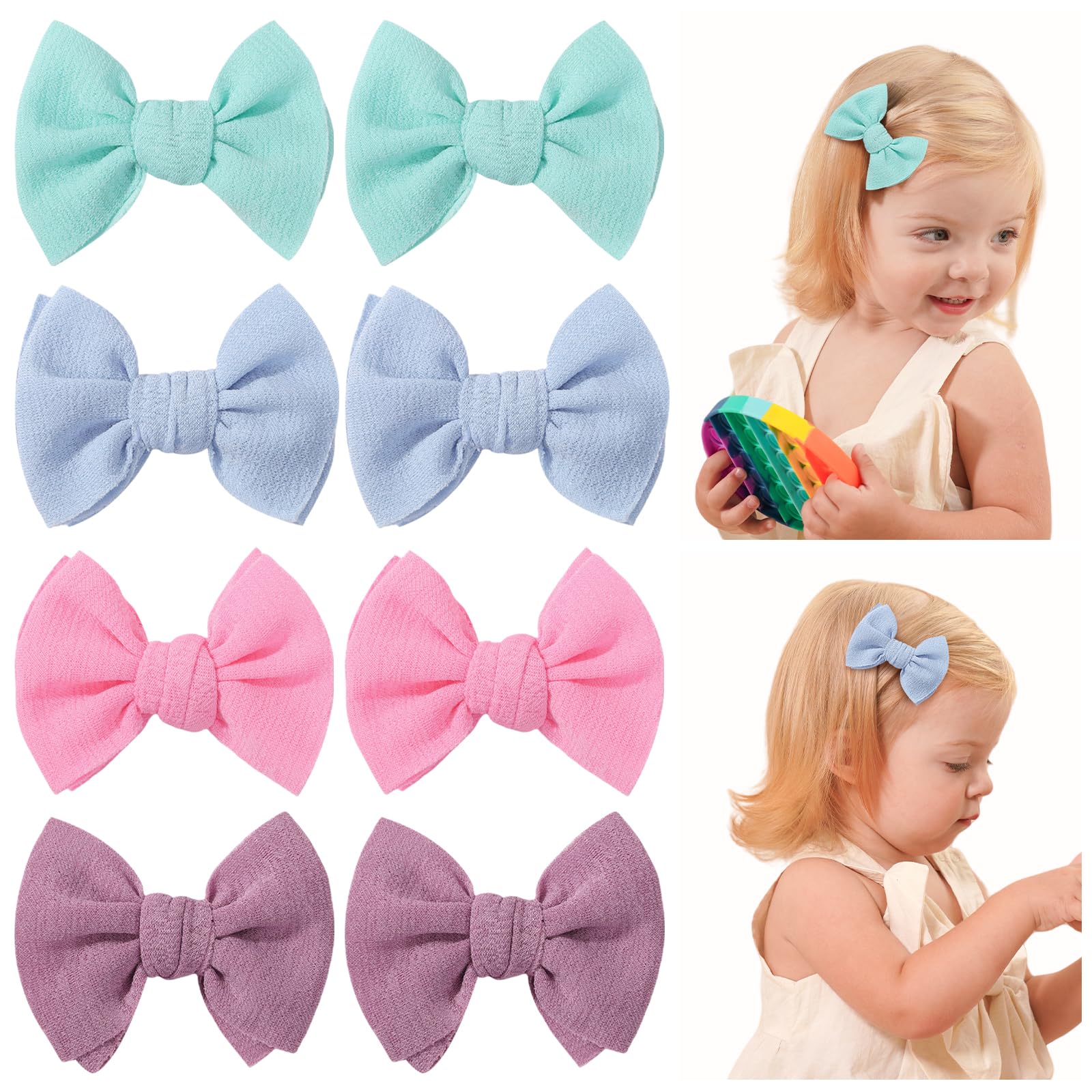Choicbaby Baby Hair Clips 3 Fabric Girl Hair Bows Baby Barrettes Accessories with Alligator Clips for Toddlers Kids