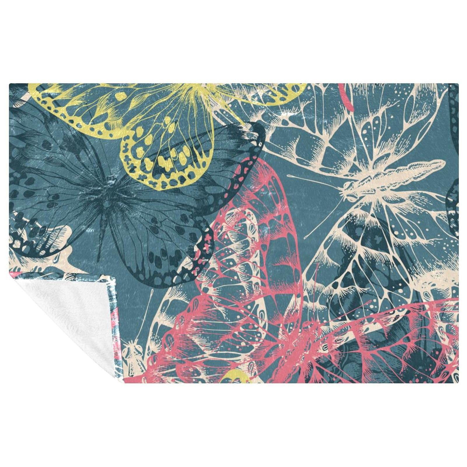 Couverture chaude pour camping et pique-nique à motifs papillons