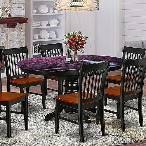 Miniatura 9 de Mantel ovalado ajustable para patio, mantel de poliéster elástico con hojas, estampado de flores exóticas hawaianas abstractas de hibisco y hojas de