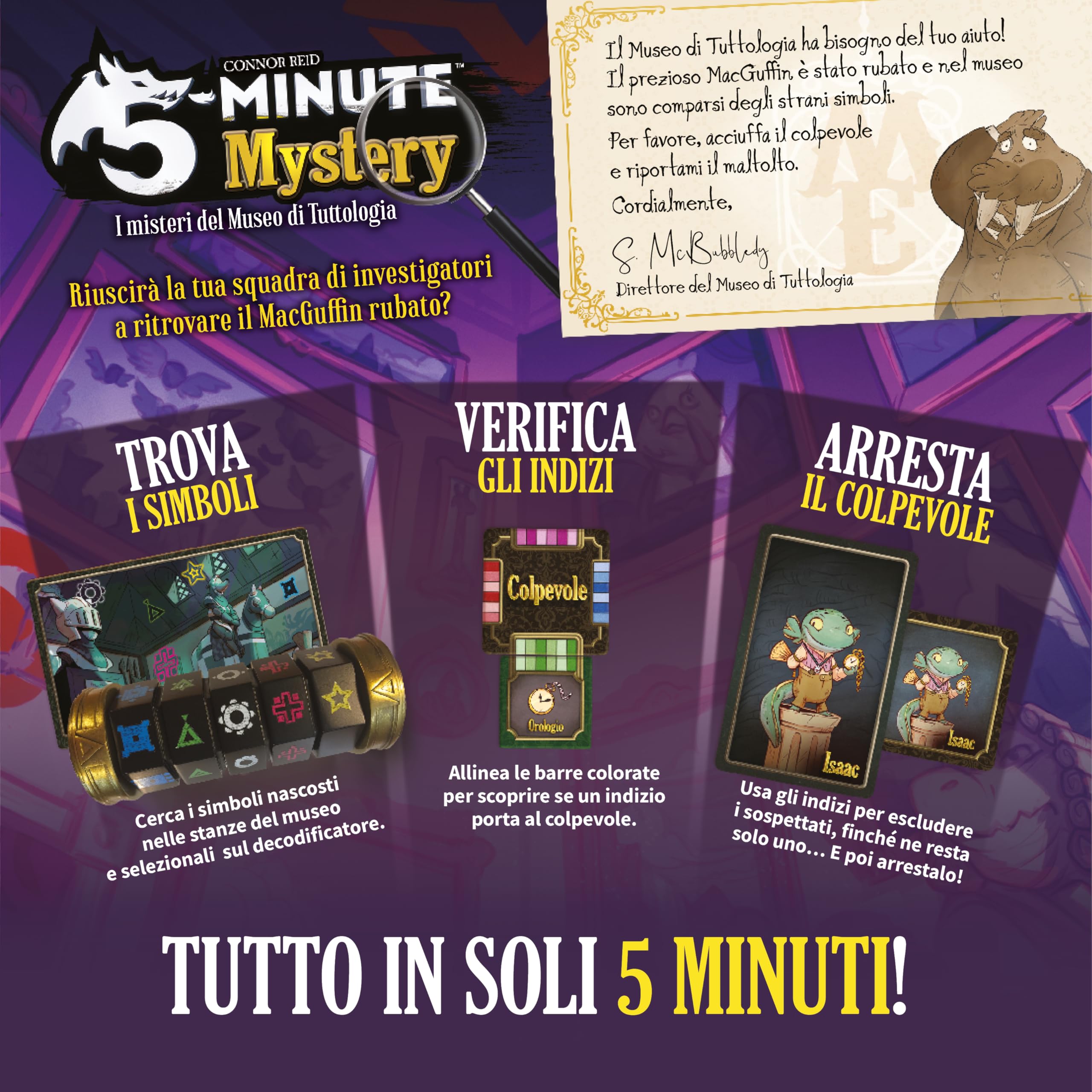 5-Minute Mystery – Nueva Edición – Juego cooperativo para Adultos y niños a Partir de 8 años – 1 – 6 Jugadores – Duración 5 min – Edición Italiana