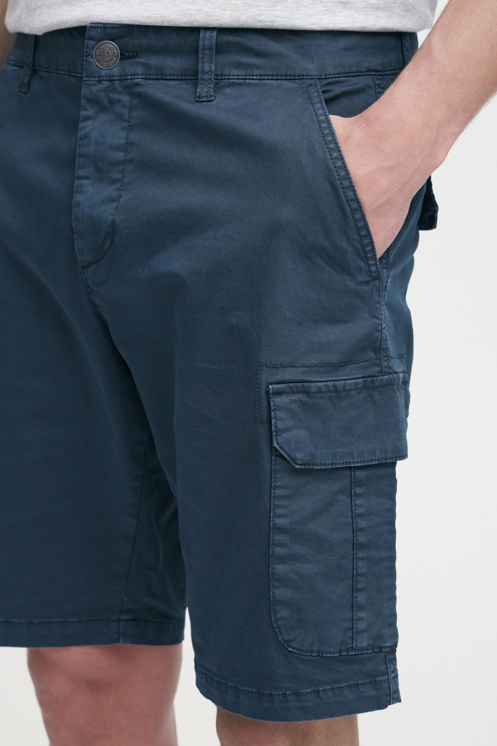 BLEND BHBarni Homme Cargo Shorts Bermuda Pantalon Court avec Poches Cargo Boucles de Ceinture Mélange de Coton Regular Fit