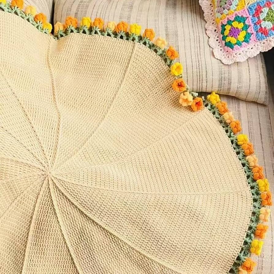 Amazon｜フラワーブーケブランケット かぎ針編みの花 バラ