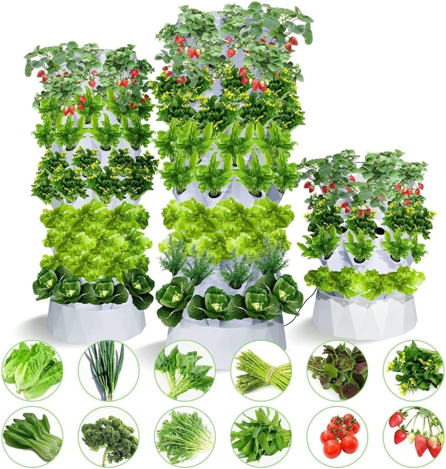 Kits de Cultivo hidropónico Sistema de Cultivo hidropónico Vertical para Interiores ｜Kit de Sistema de Cultivo hidropónico en Torre Multicapa para Cultivar Hierbas, Frutas, Verduras, Kit de