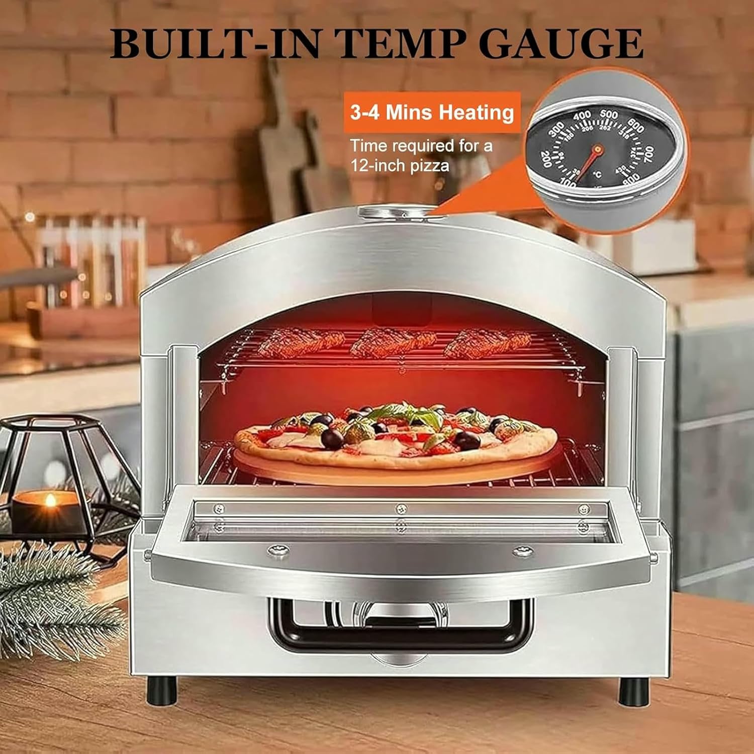 Commercial 12 inch Countertop Electric Pizza Oven, Multipurpose Indoor Pizza Oven, Stainless Steel Pizza Baking Machine for Restaurant Use,110V