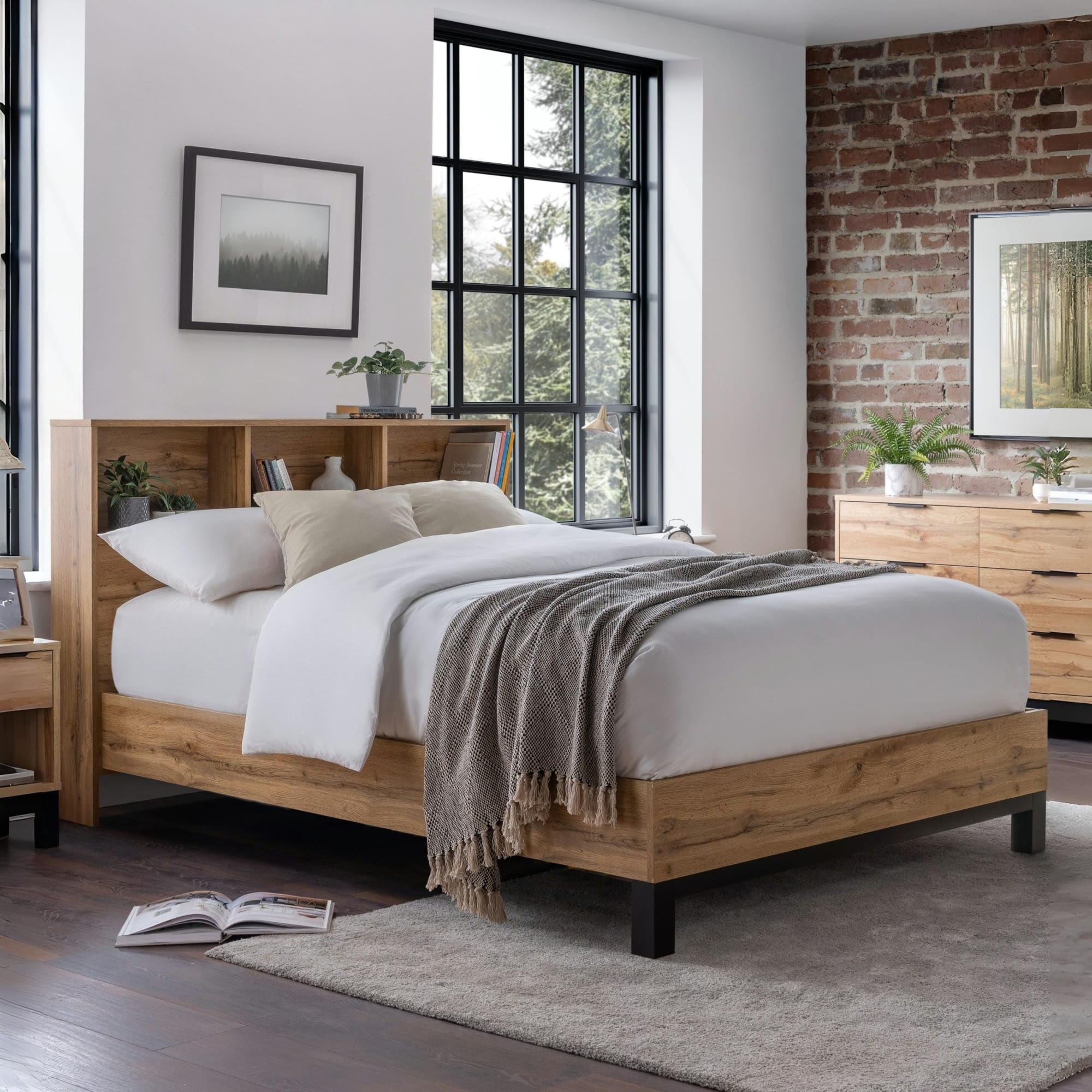 Julian Bowen Bali Bookcase Headboard Bed 135Cm