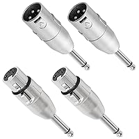 Vista 9 de Adaptador TRS macho a XLR de 1/4 pulgadas, paquete de 4 – 1 par de adaptadores macho y hembra XLR de 0.250 in 1/4" a XLR macho/hembra