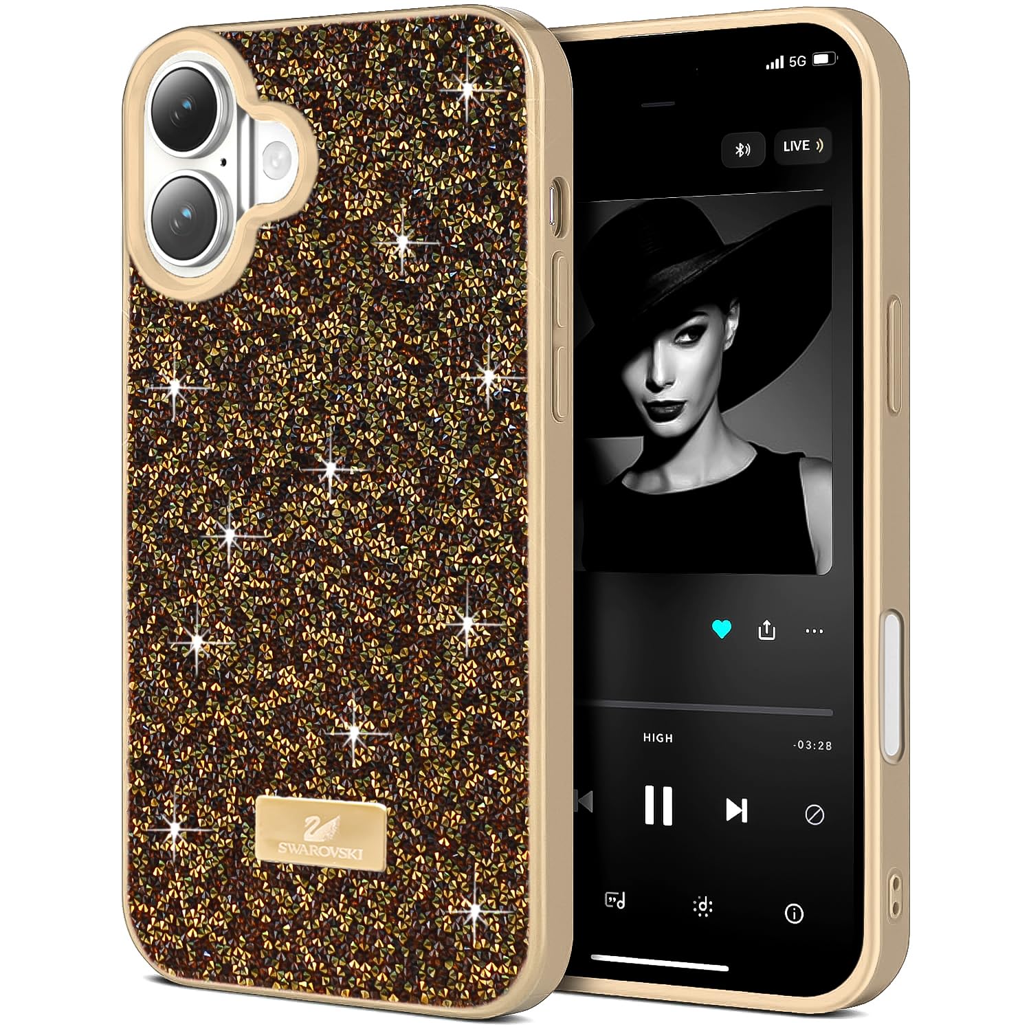 Dl3 Mobilak Case For iPhone 16 6.1-Inch Case Glitter, Sparkle Diamond Crystal Bling Case with Bling, Ultra Thin Lightweight Full Body Shockproof Anti-Scratch Protective Cover