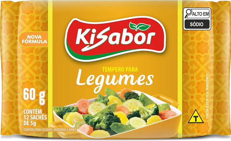 KiSabor, Tempero para Legumes, 12 Sachês de 5 Gramas