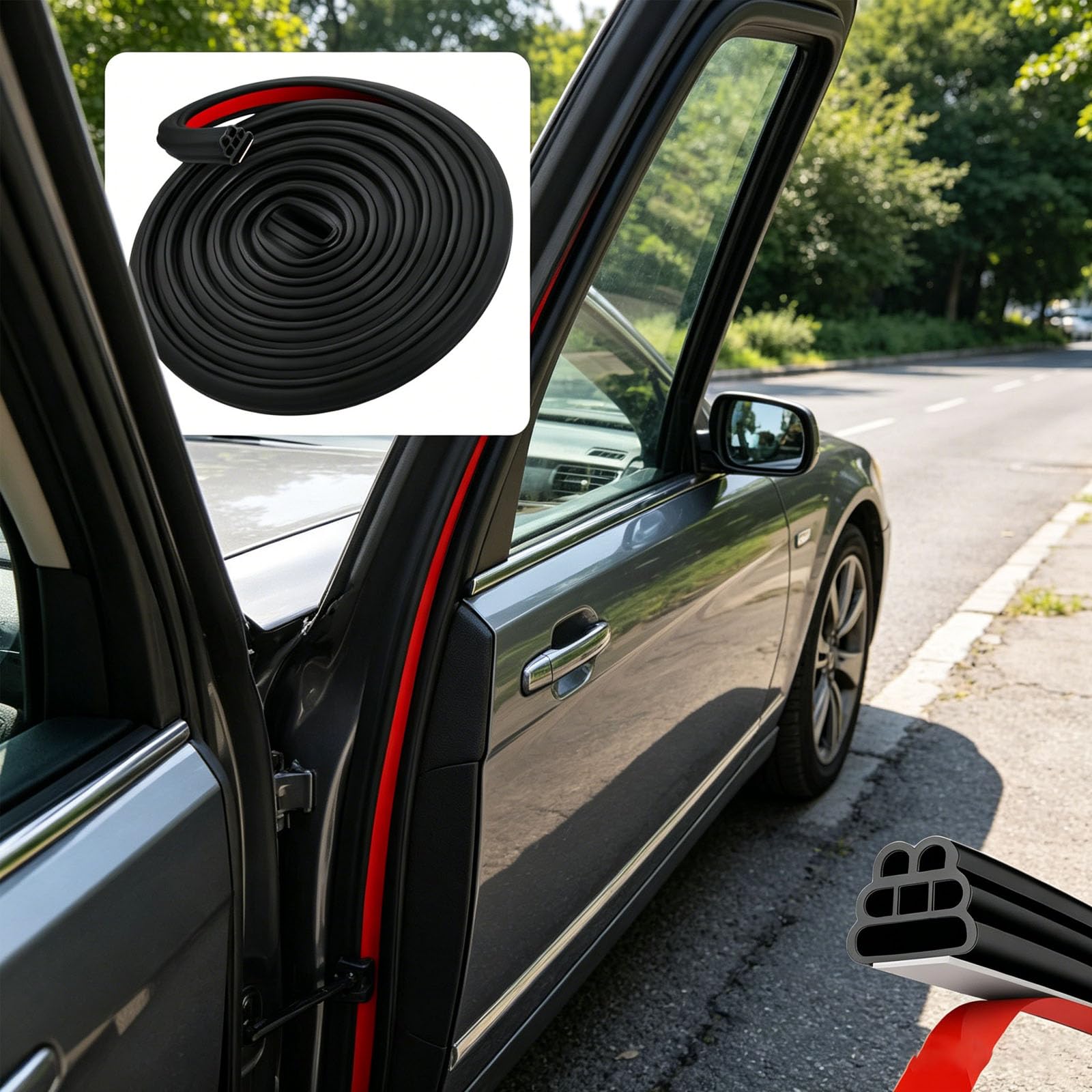 Guarnizione per guarnizioni per porte automobilistiche, guarnizione in gomma per porte auto, per auto, autobus, camper, barche, camion, camper nero 26 meters