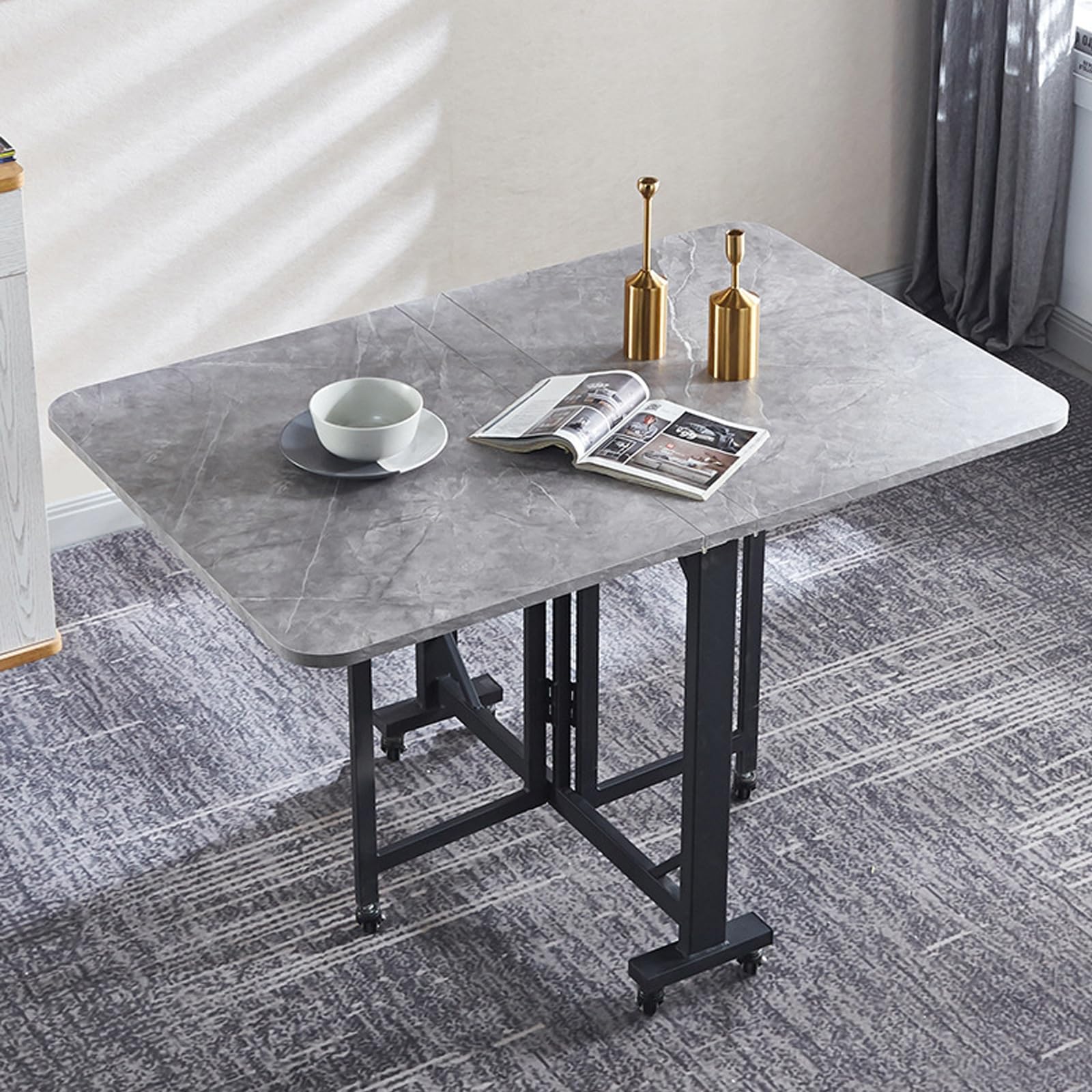 Mesa de comedor plegable para ahorrar espacio en salones pequeños y cenas de 8 personas